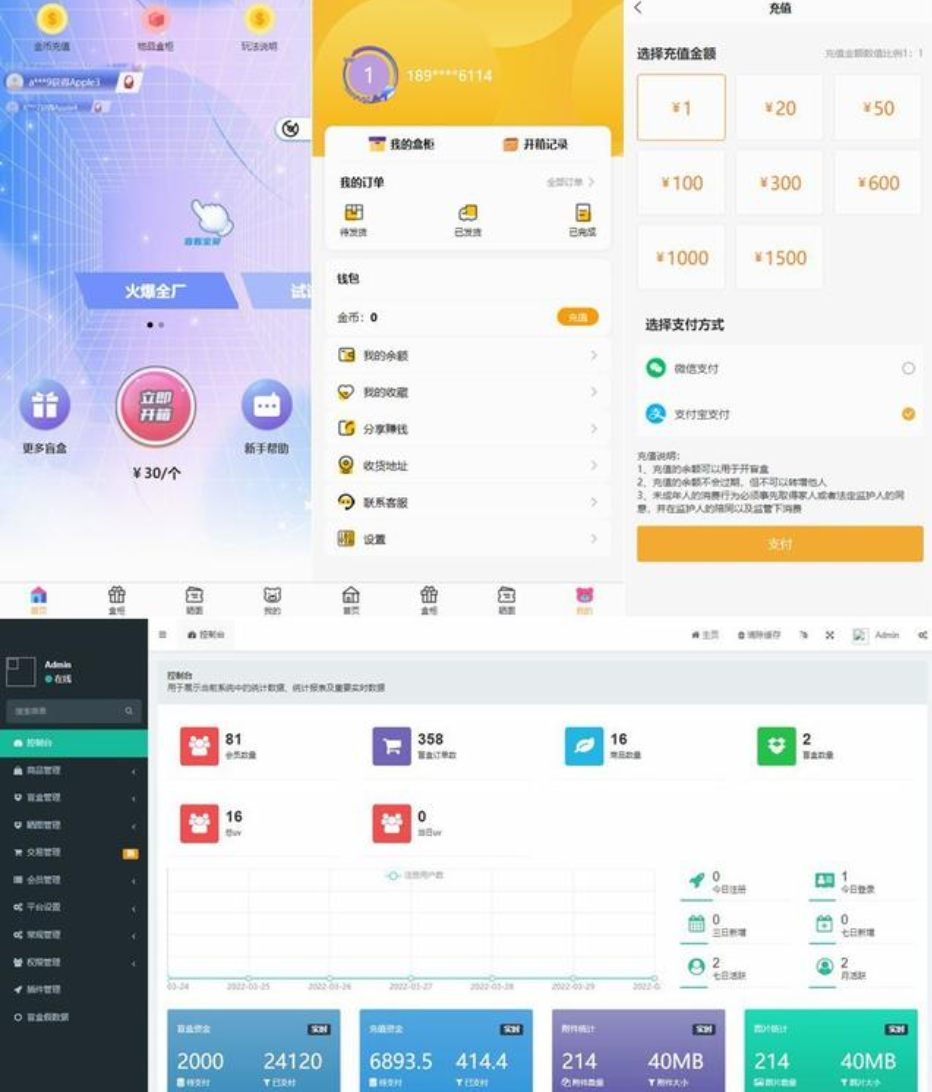 2022 Thinkphp内核开发盲盒商城源码 2.0 对接易支付 阿里云短信 七牛云存储
