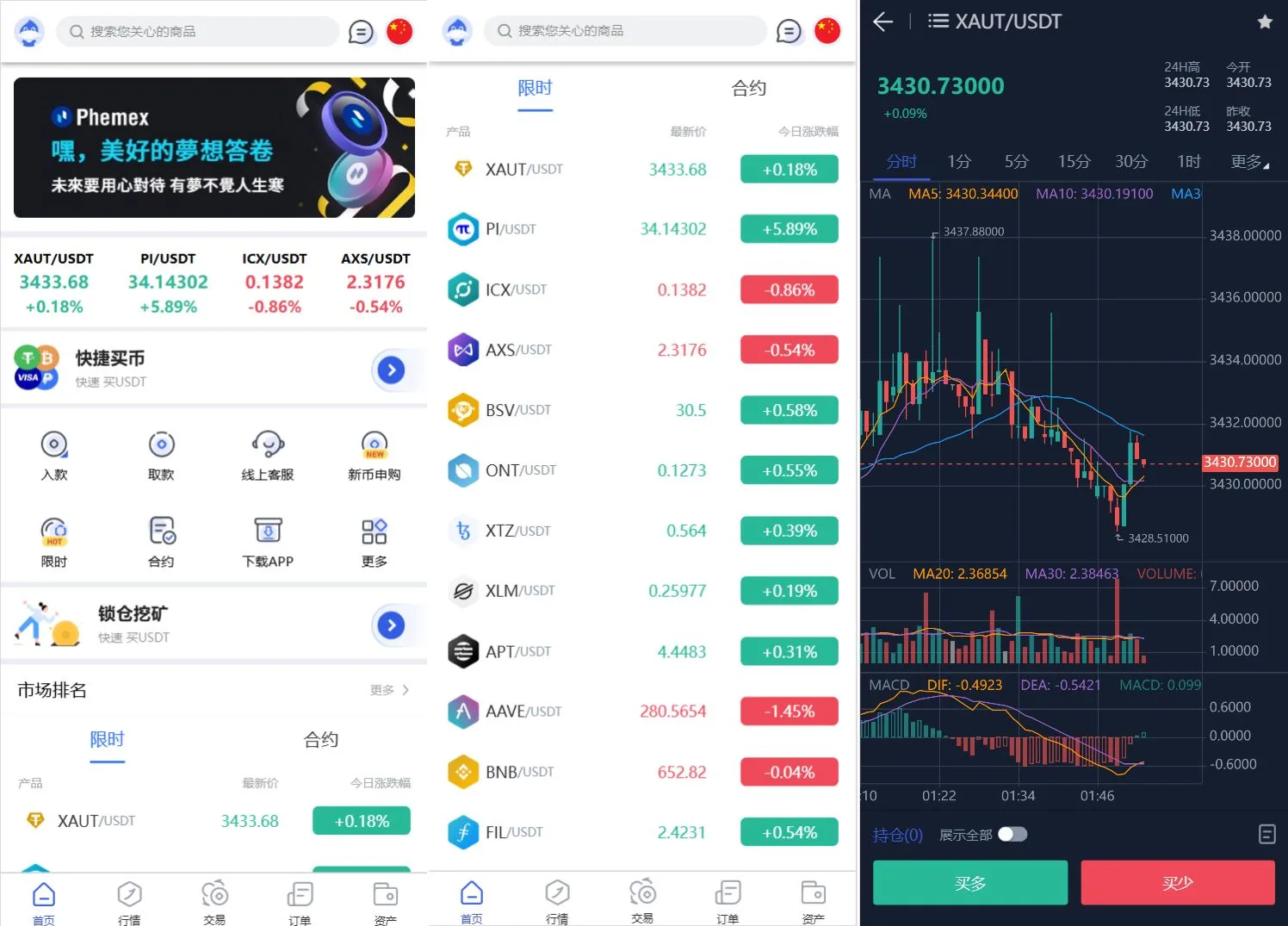 Phemex多语言交易所源码