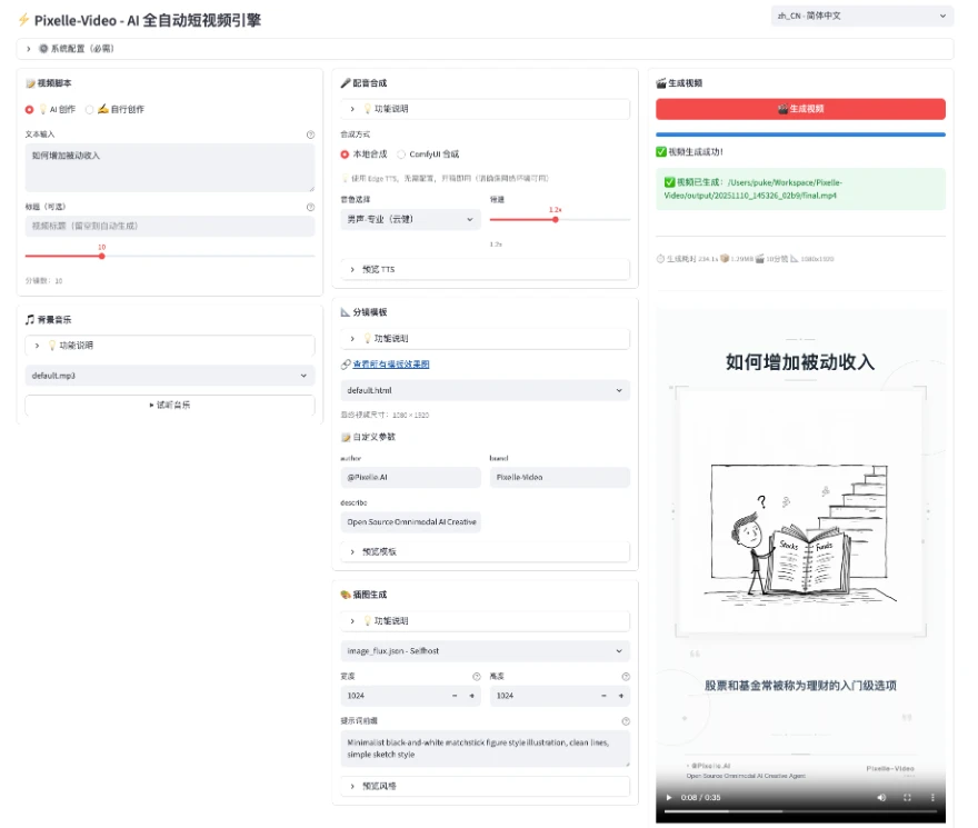 PixelleVideo开源AI全自动短视频生成引擎源码